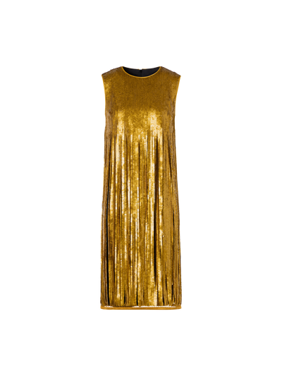 Designer Minikleid mit Paillettenfransen - Gold