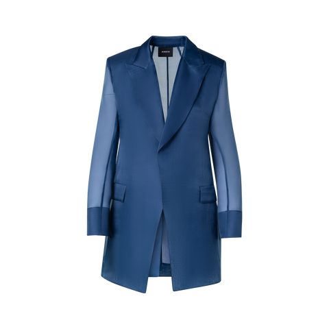 Lange Seidenjacke mit halbdurchsichtigen Ärmeln