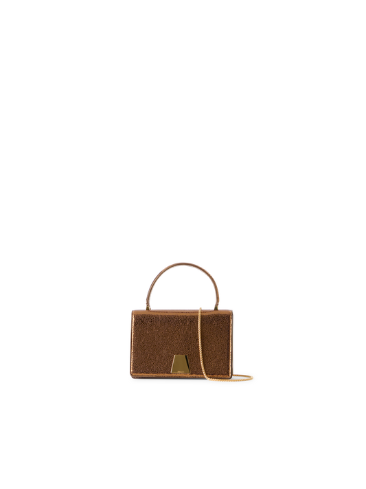 Designer Alice Mini Henkeltasche aus Metallic-Ziegenleder - Gold