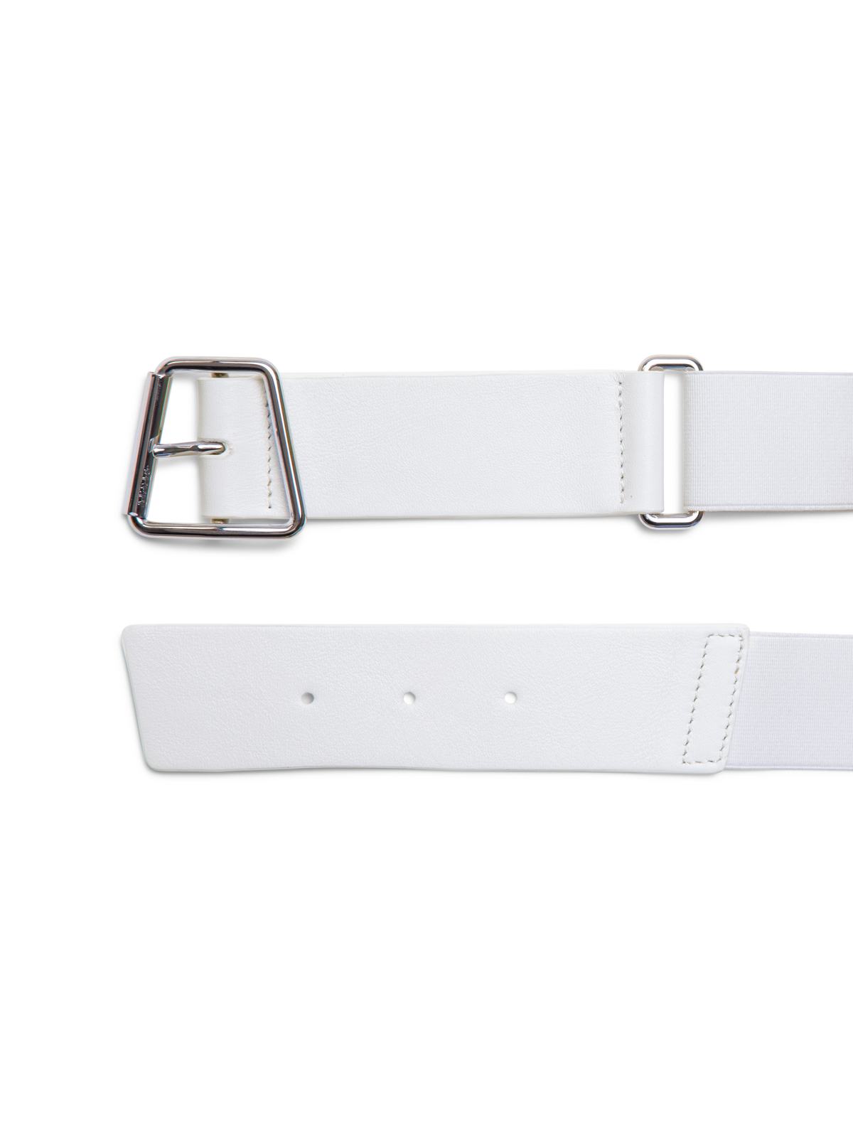 Designer Elastischer Ledergürtel mit Trapez-Schnalle - Weiss