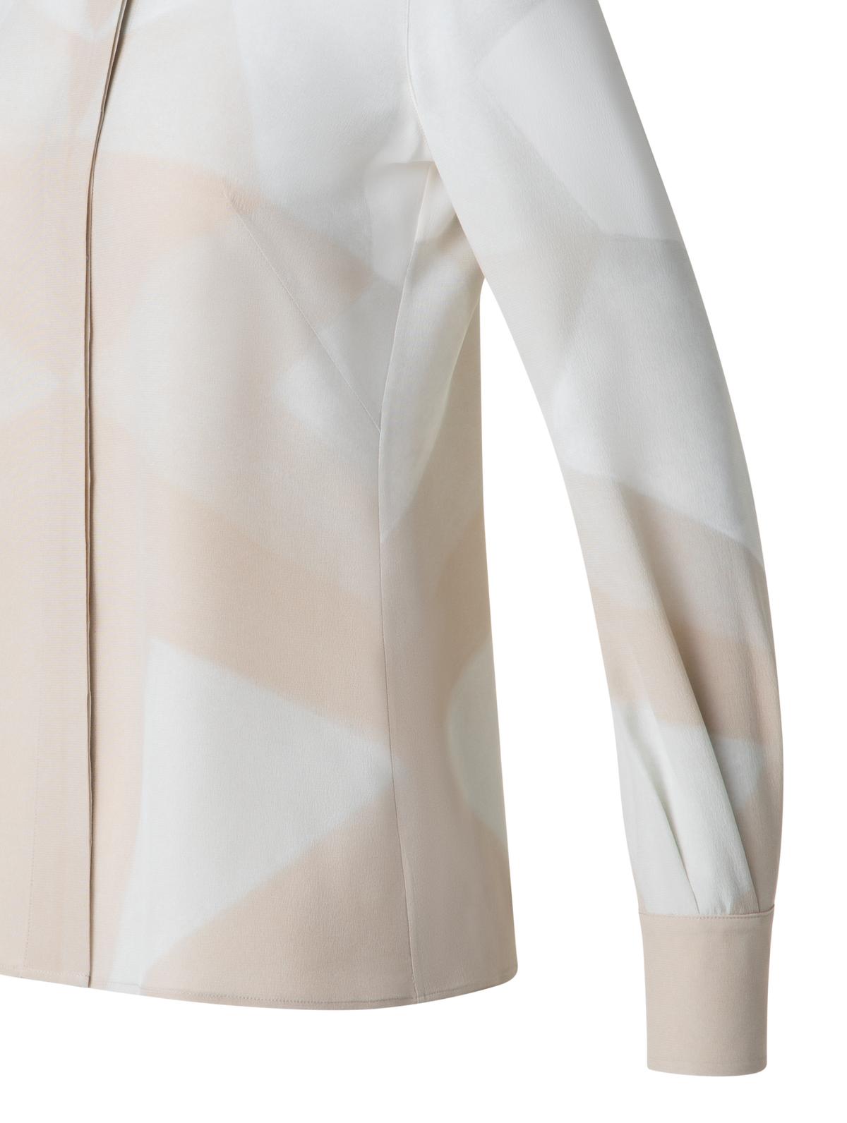 Designer Seidenbluse mit Chiaroscuro Druck - Bunt - Ecru - Beige - Weiss