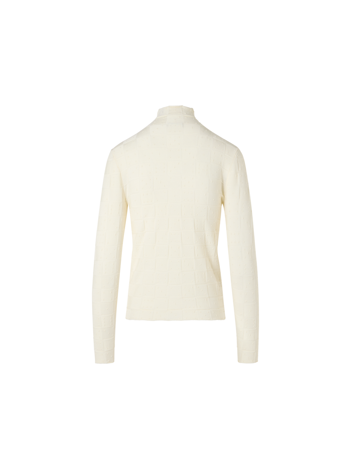 Designer Taillierter Wollpullover mit 3D Dice Strick - Ecru