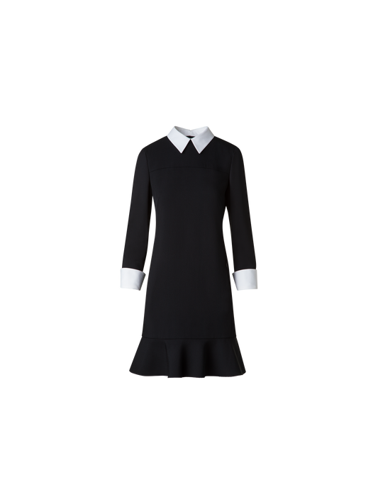 Designer Etuikleid mit abnehmbarem Kragen und Manschetten - Schwarz - Bunt