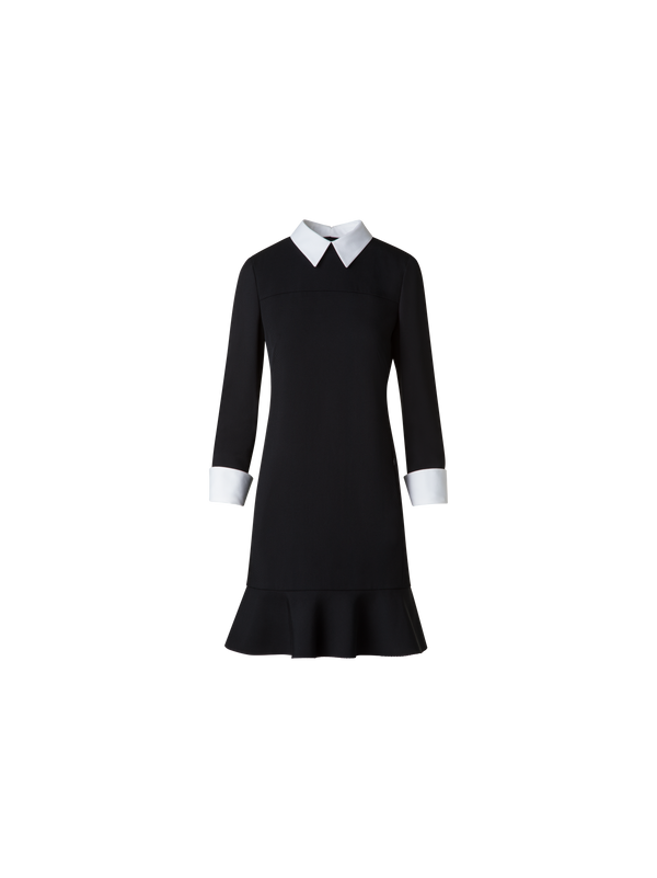 Designer Etuikleid mit abnehmbarem Kragen und Manschetten - Schwarz - Bunt