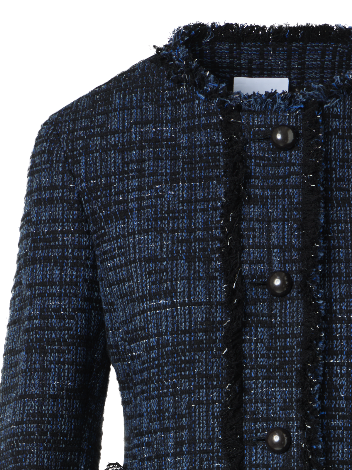 Designer Short Jacket in Wool Tweed - Dunkelblau