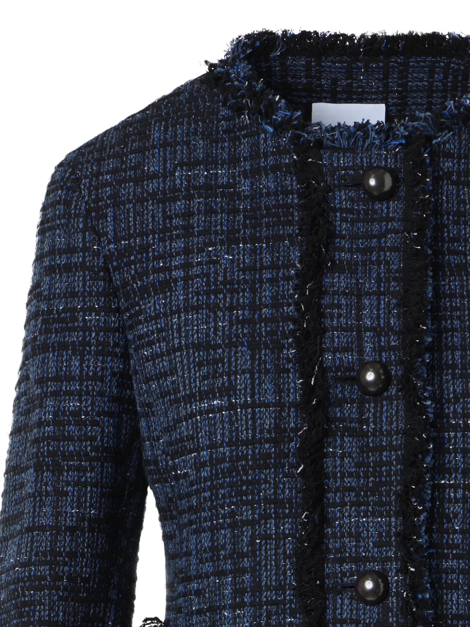 Designer Short Jacket in Wool Tweed - Dunkelblau