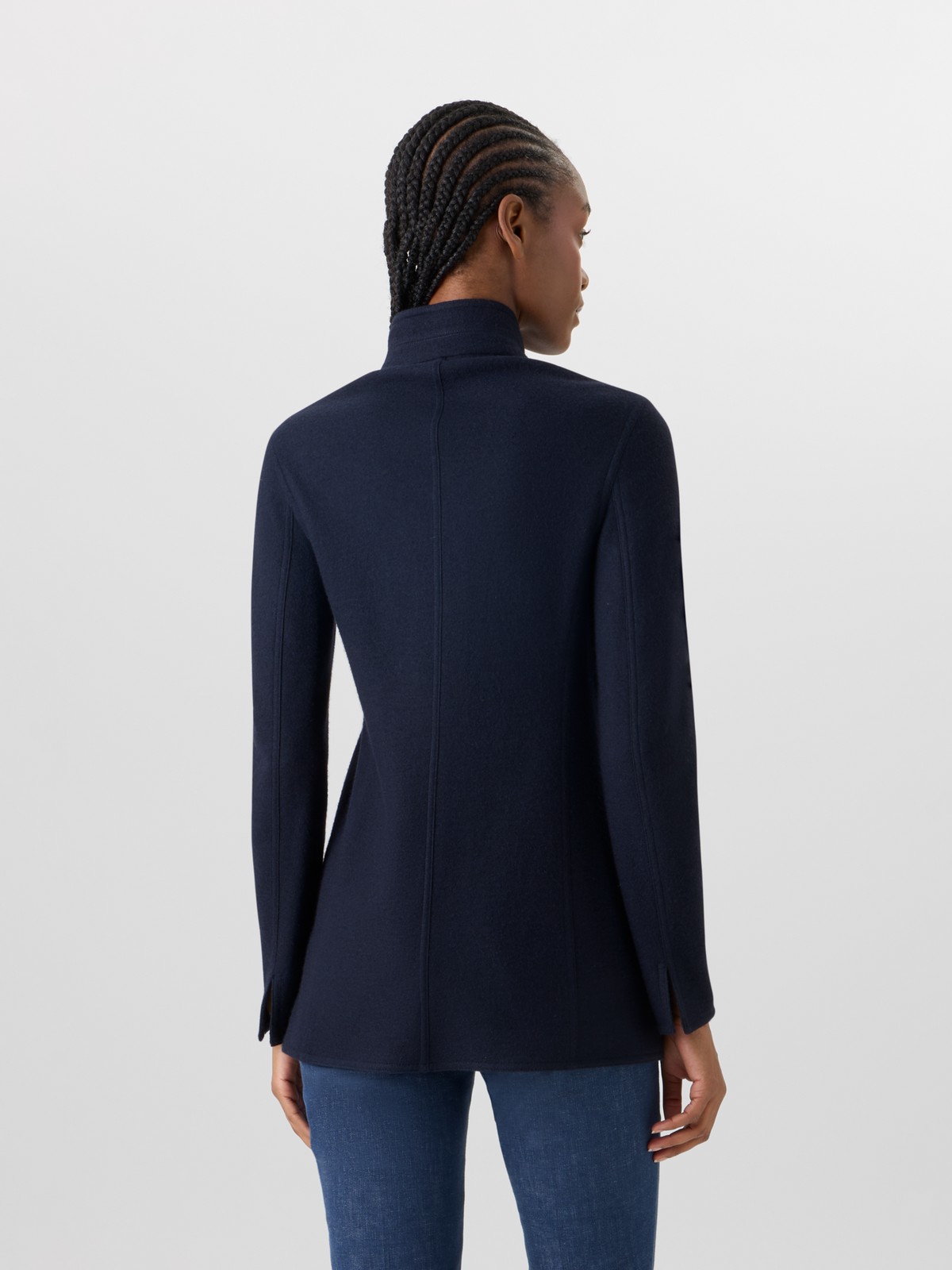 Designer Liam Jacke aus Kaschmirjersey - Dunkelblau #editorial