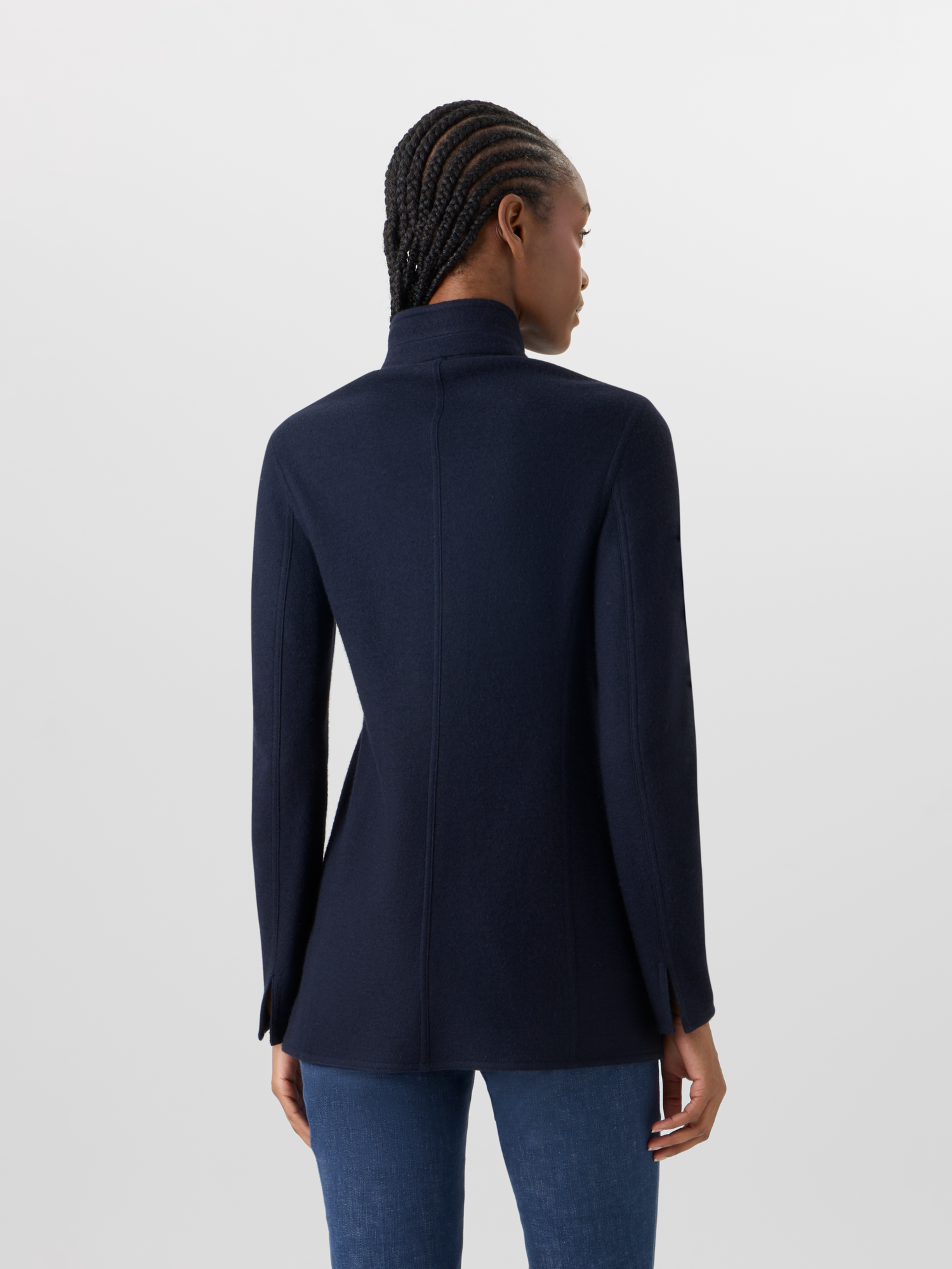 Designer Liam Jacke aus Kaschmirjersey - Dunkelblau 