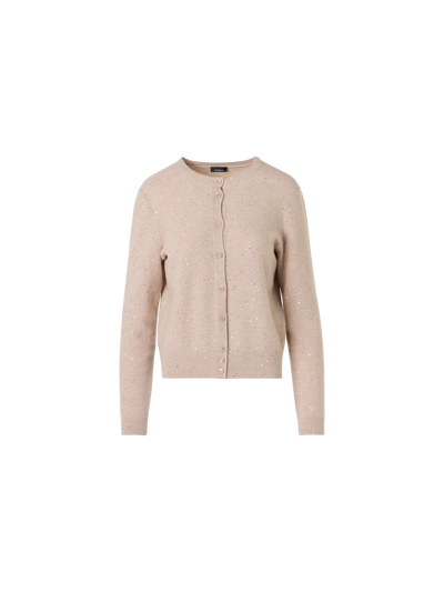 Designer Langärmelige Strickjacke aus Woll-Kaschmir - Beige