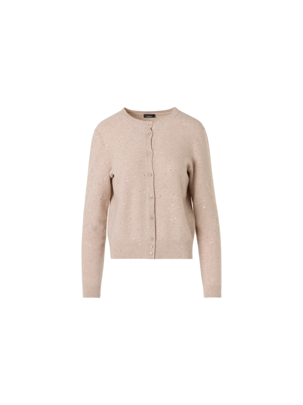 Designer Langärmelige Strickjacke aus Woll-Kaschmir - Beige