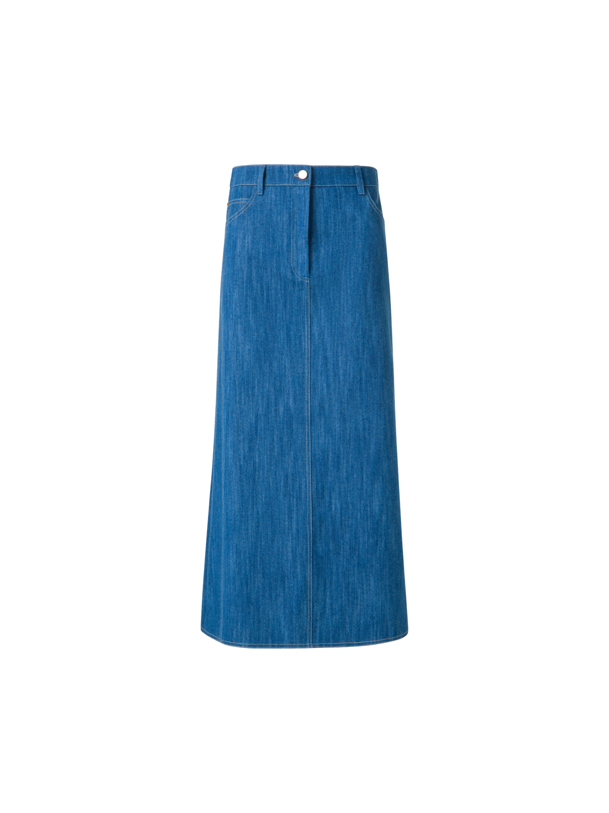 Designer Midi-Bleistiftrock aus Baumwoll-Denim - Blau