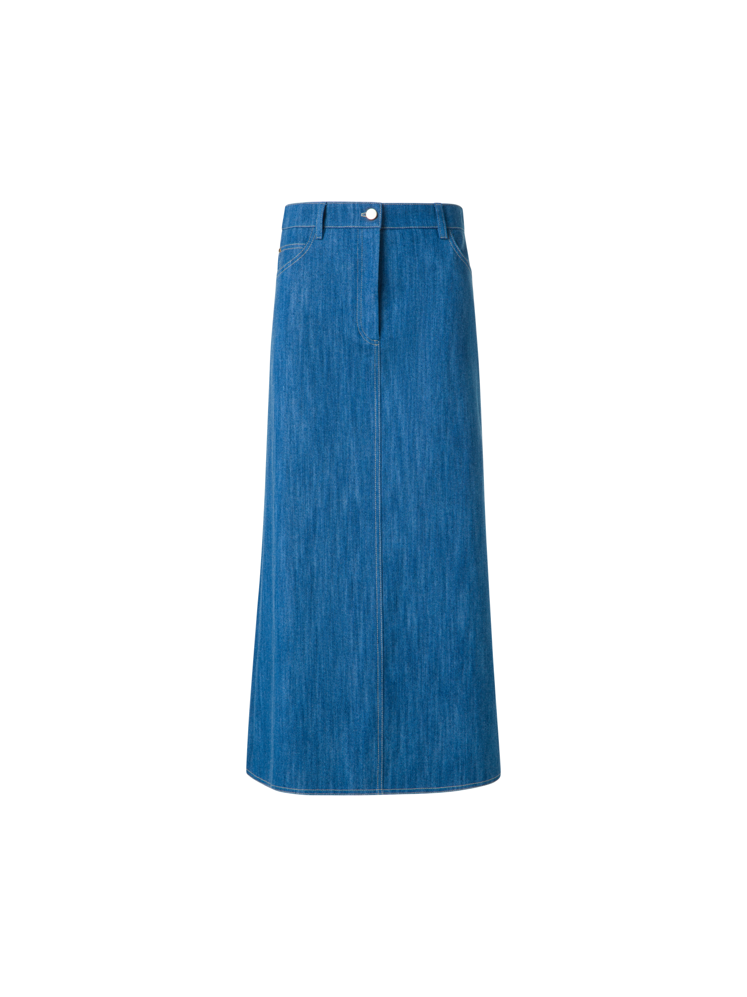 Designer Midi-Bleistiftrock aus Baumwoll-Denim - Blau