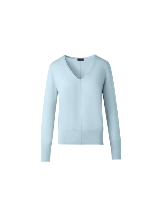 Designer Kaschmirpullover mit V-Ausschnitt - Blau