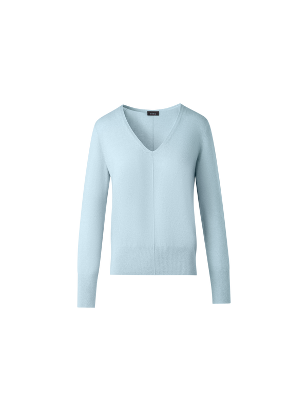 Designer Kaschmirpullover mit V-Ausschnitt - Blau
