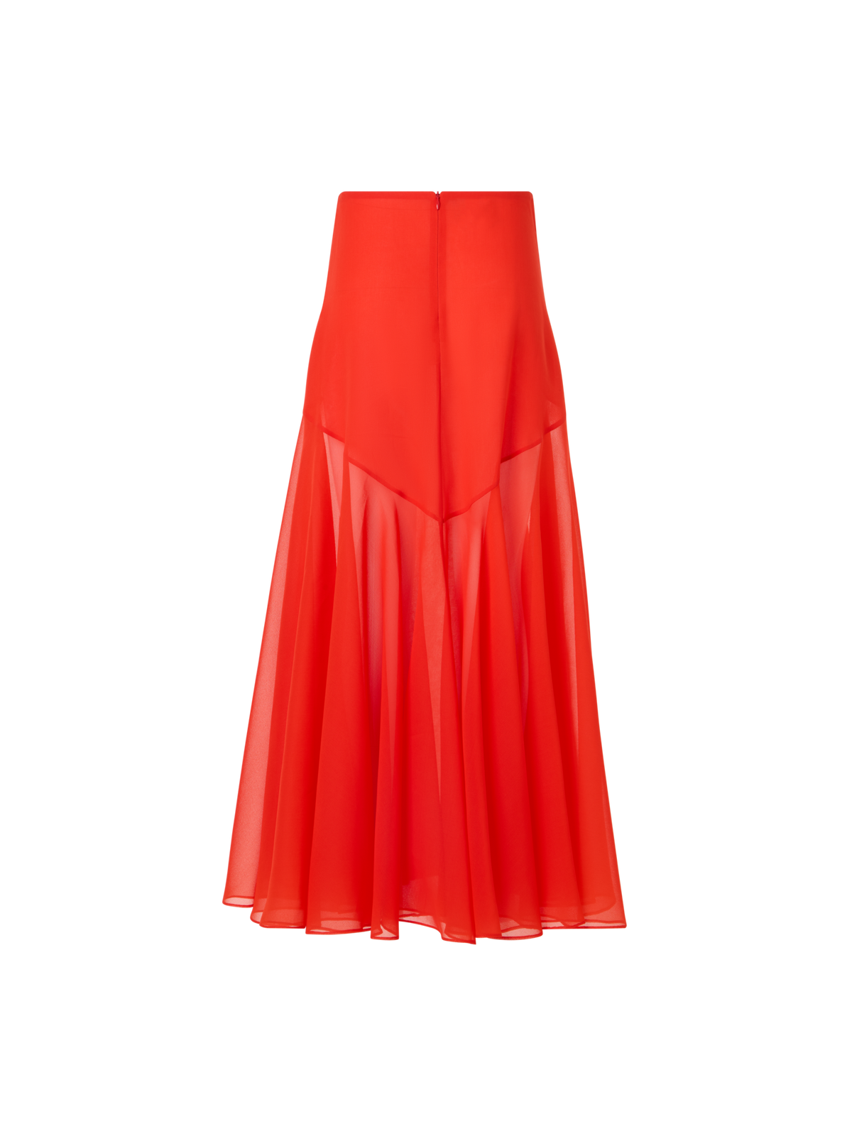 Designer Ausgestellter Midirock aus Seidenorganza - Rot