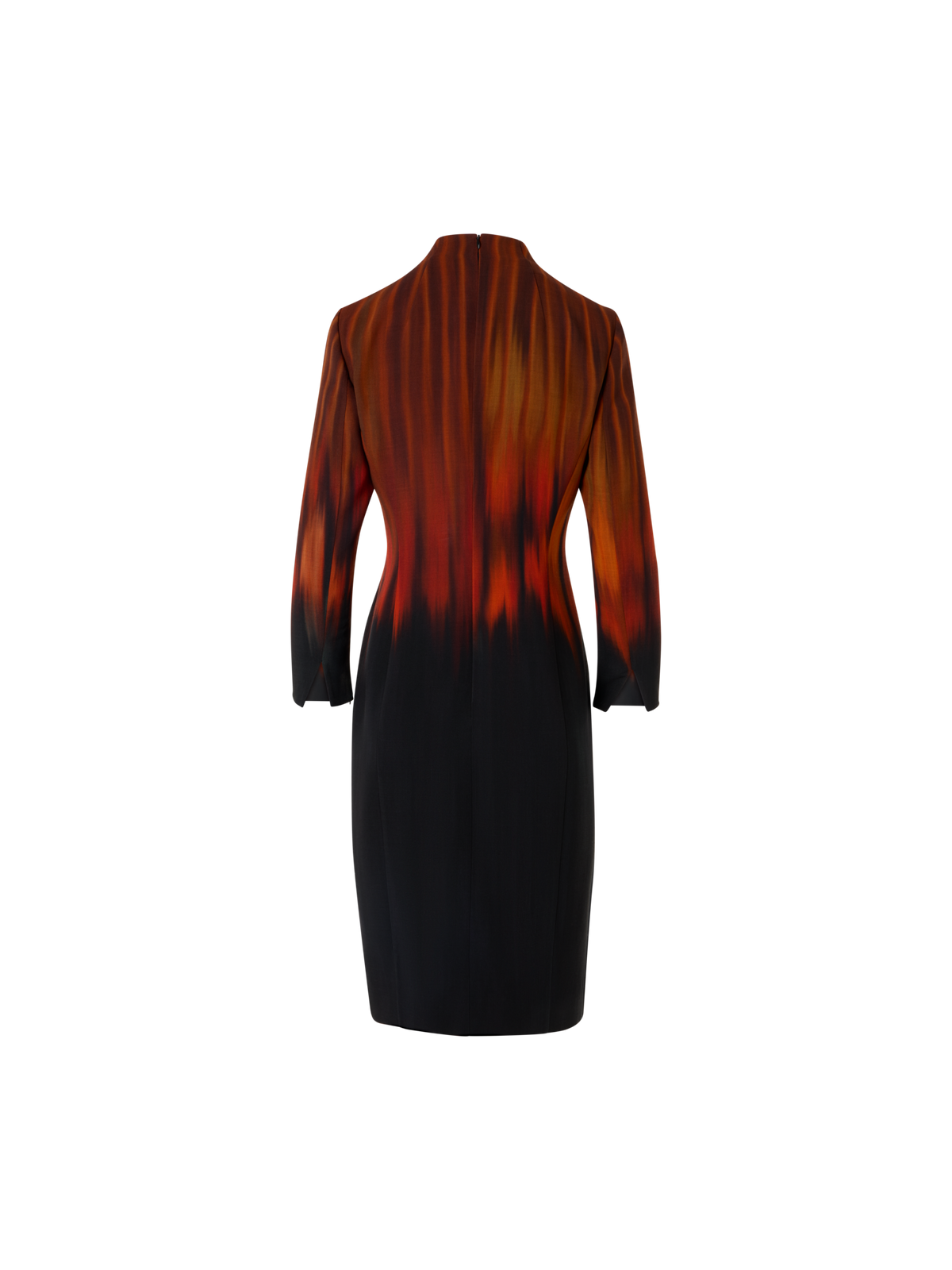 Designer Kleid aus Woll-Double-Face mit Fuego Negro Print - Schwarz - Braun - Rot - Bunt