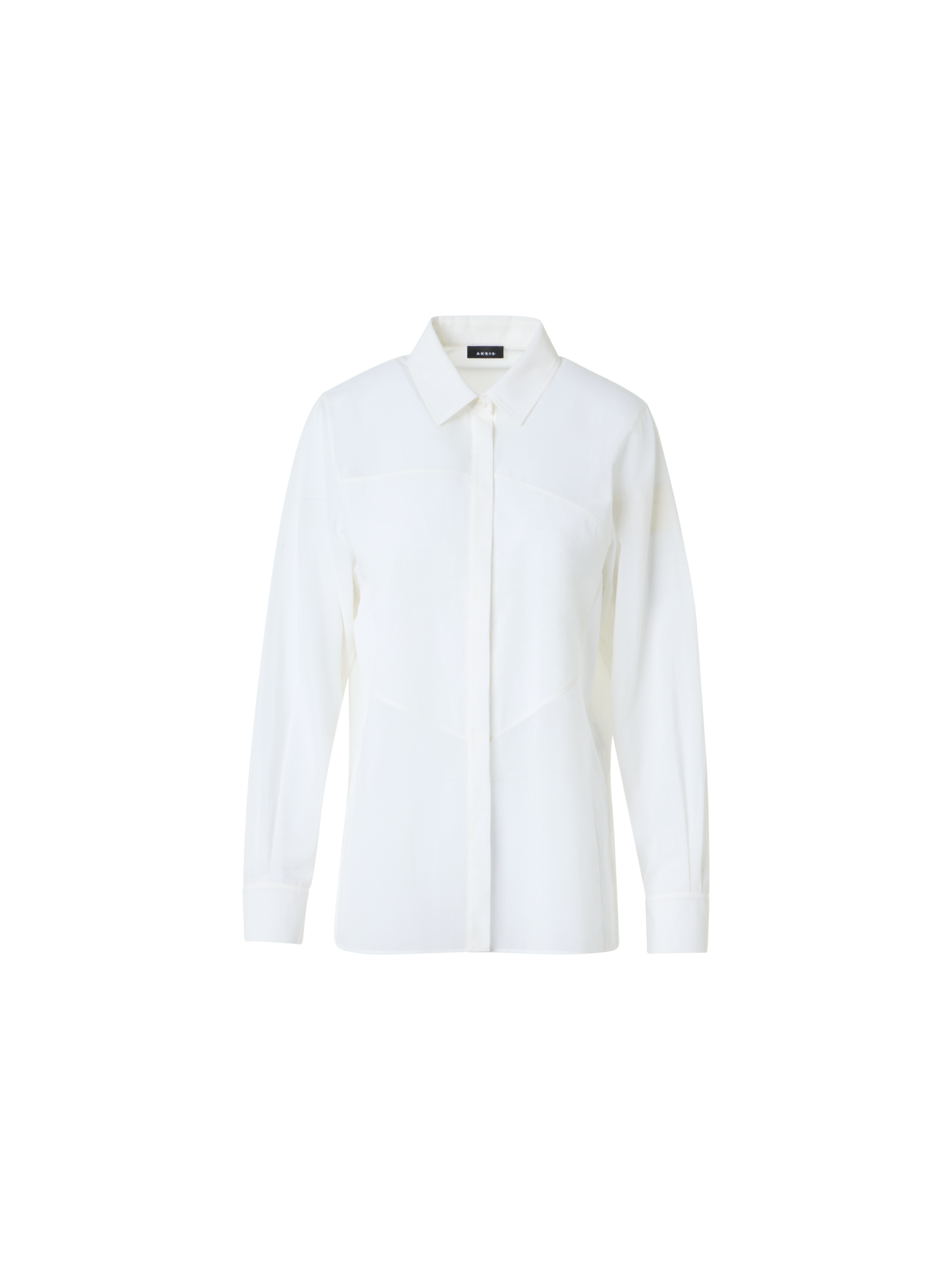 Designer Baumwollbluse mit Polygon-Einsatz - Weiss