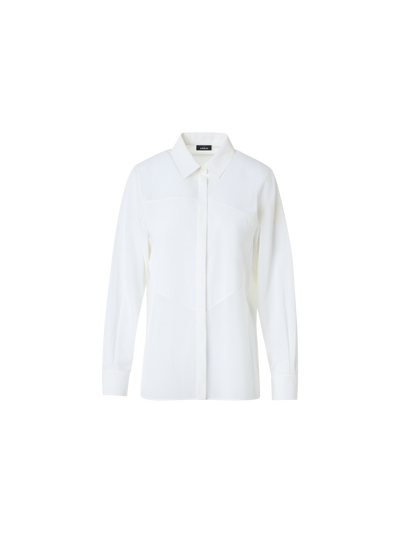 Designer Baumwollbluse mit Polygon-Einsatz - Weiss