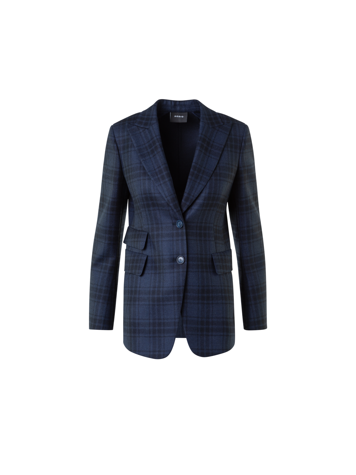 Designer Langer Doubleface Karo Blazer - Dunkelblau - Blau