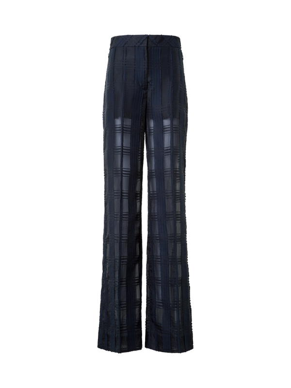 Designer Gerade Hose aus Baumwolle mit weitem Bein - Dunkelblau - Blau