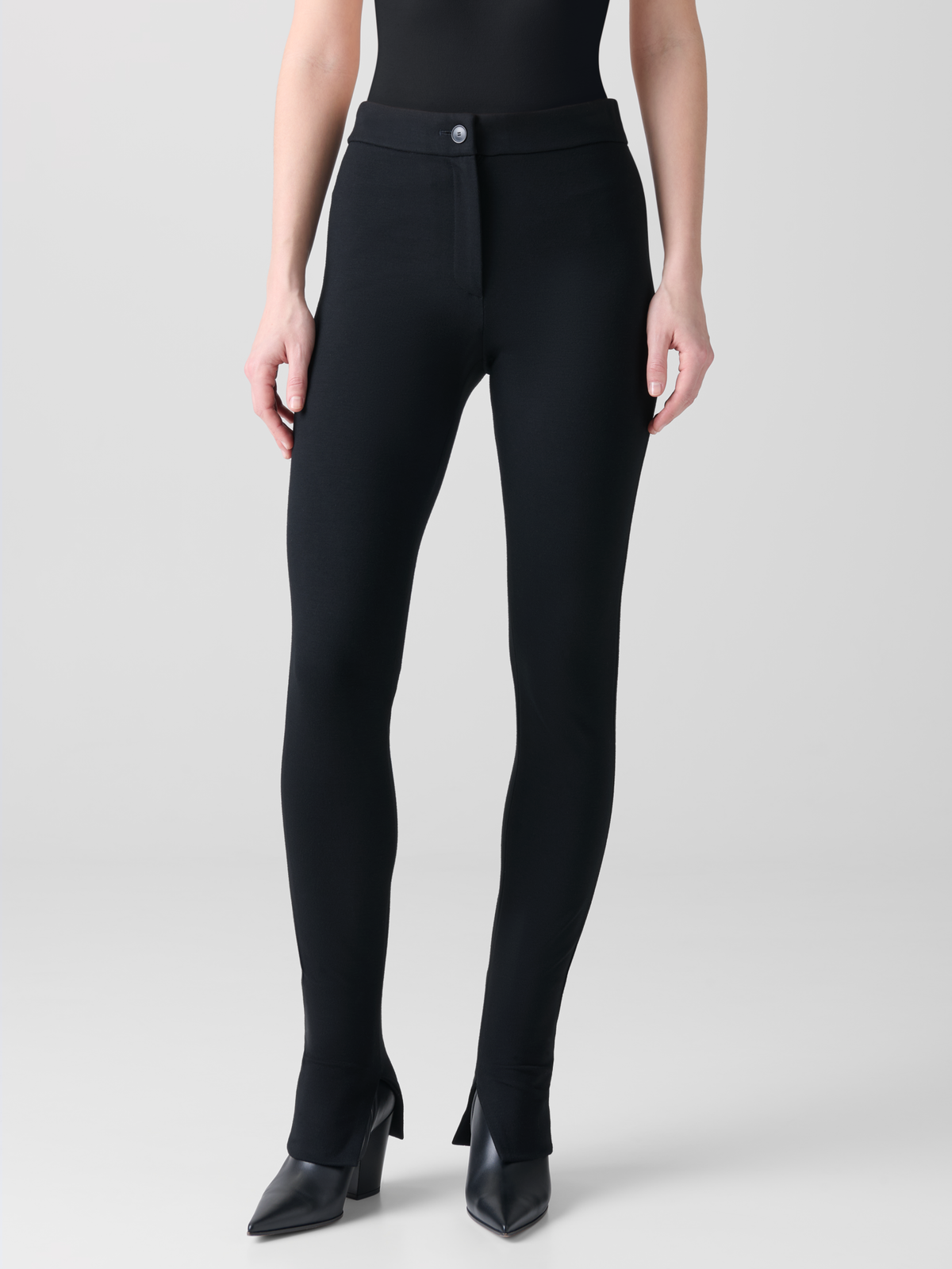 Designer Skinny Leggings aus Stretch-Jersey - Schwarz #editorial