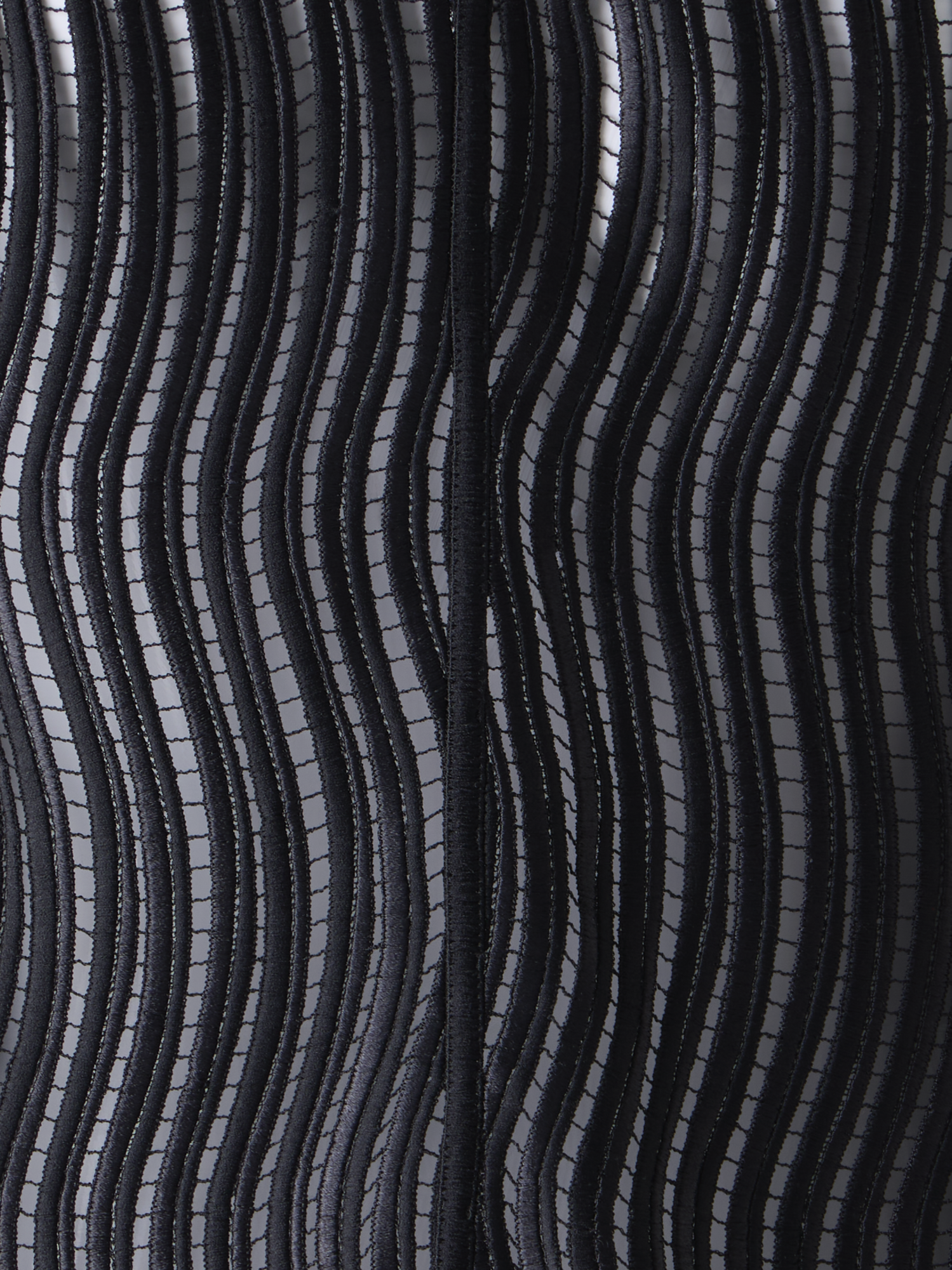 Designer Hekka lange transparente Jacke aus Wave-Guipure - Schwarz