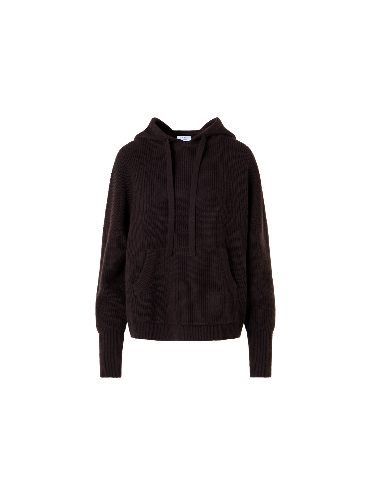 Designer Wolle-Kaschmir Hoodie mit Fronttasche - Braun