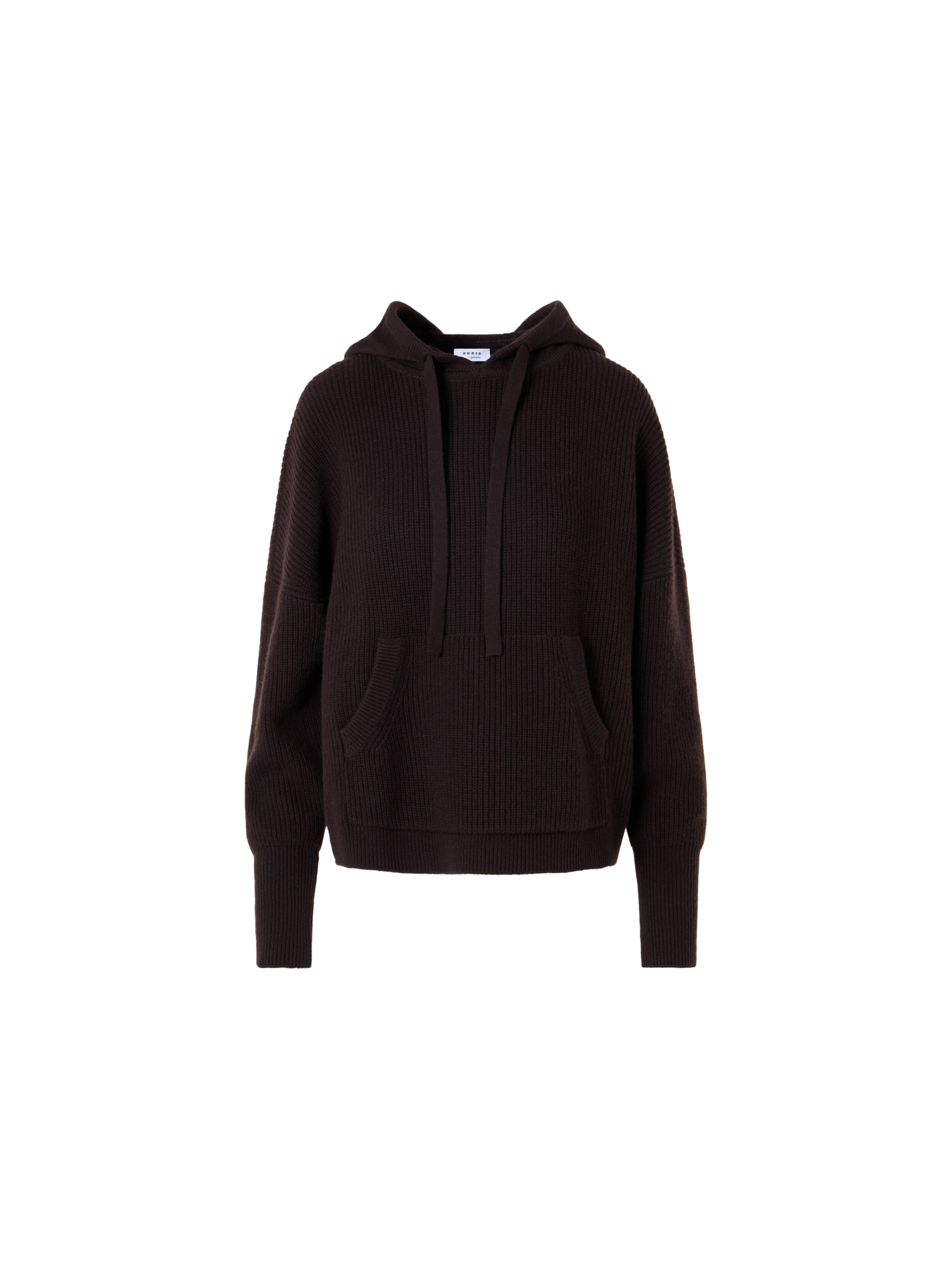 Designer Wolle-Kaschmir Hoodie mit Fronttasche - Braun