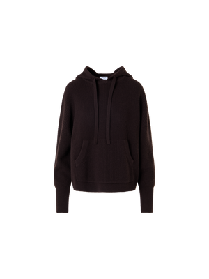 Designer Wolle-Kaschmir Hoodie mit Fronttasche - Braun
