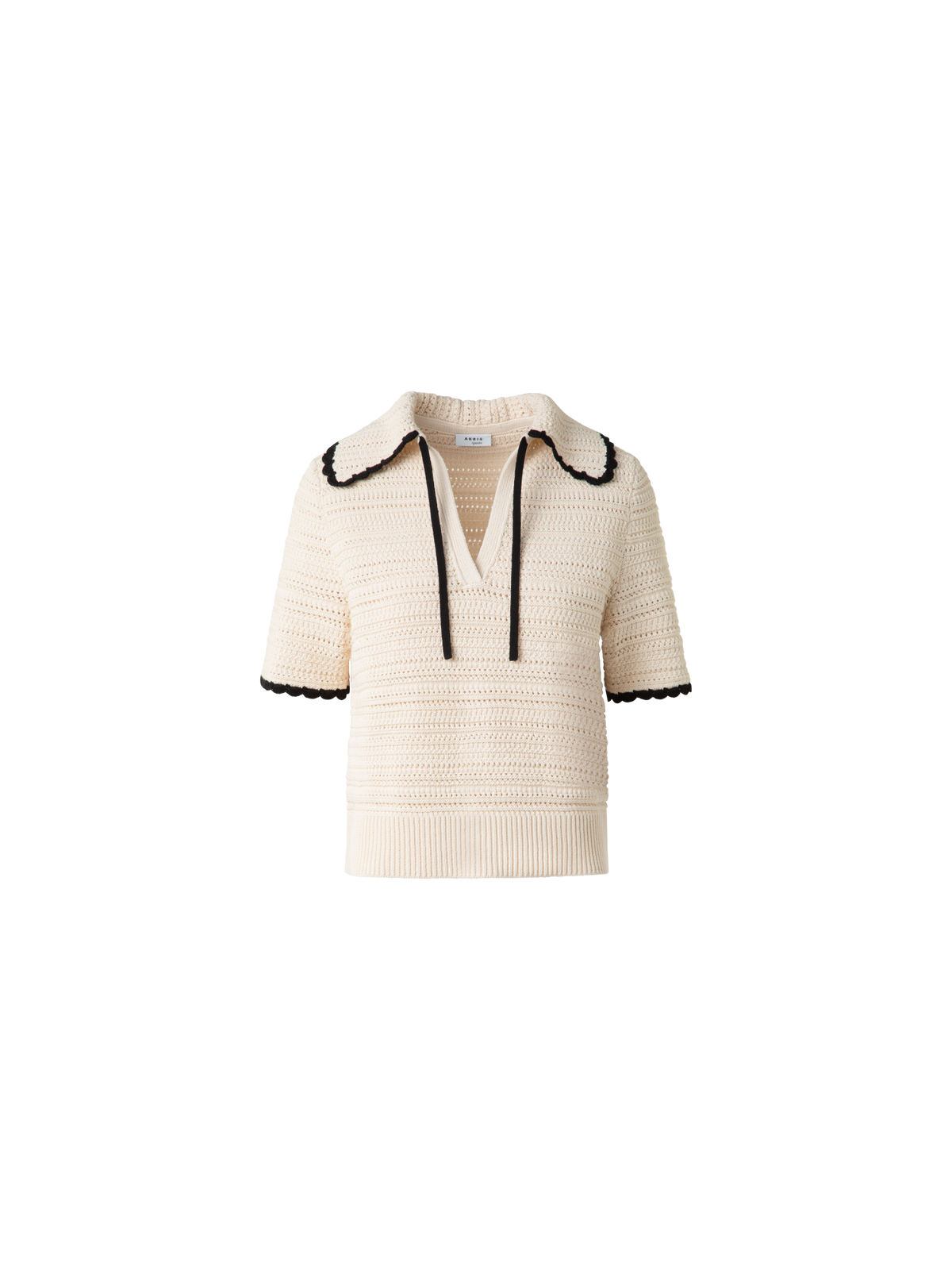 Designer Grob gestricktes Shirt mit Kontrastbündchen - Bunt - Beige