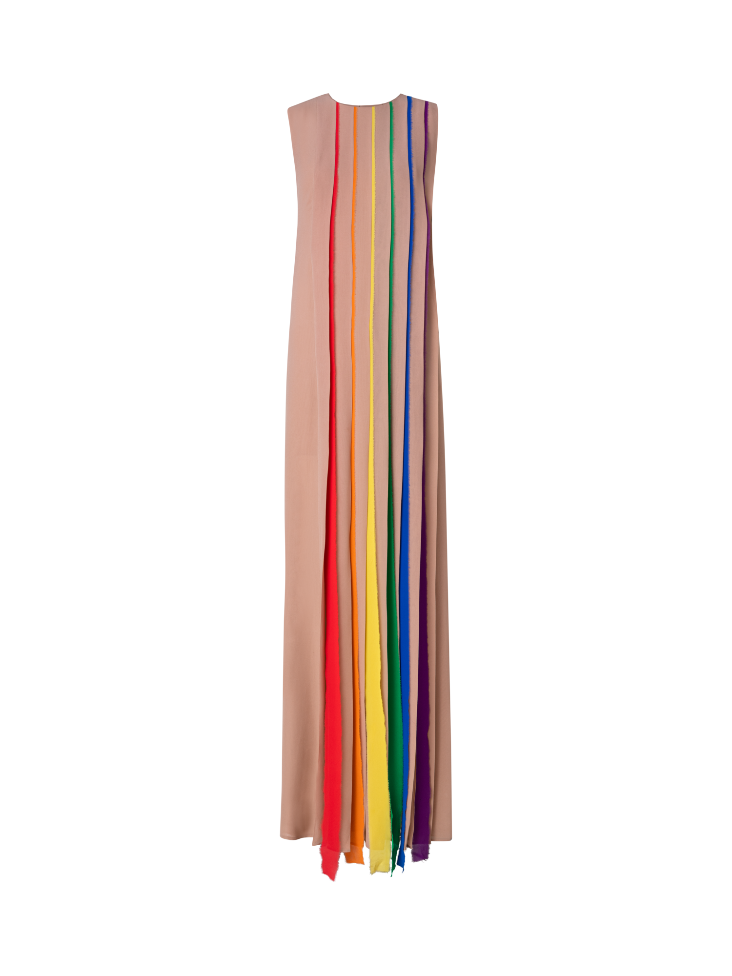 Designer Seidenkleid mit Regenbogen-Plisseefalten - Bunt