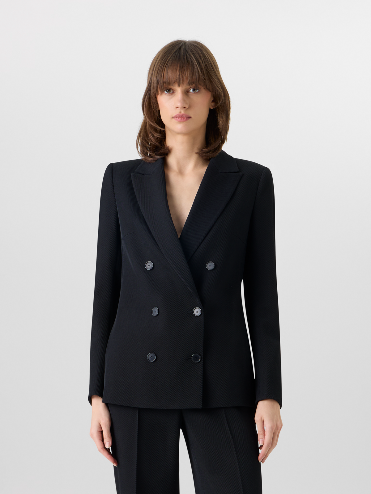 Designer Langärmelige Jacke aus Woll-Tricotine - Schwarz #editorial