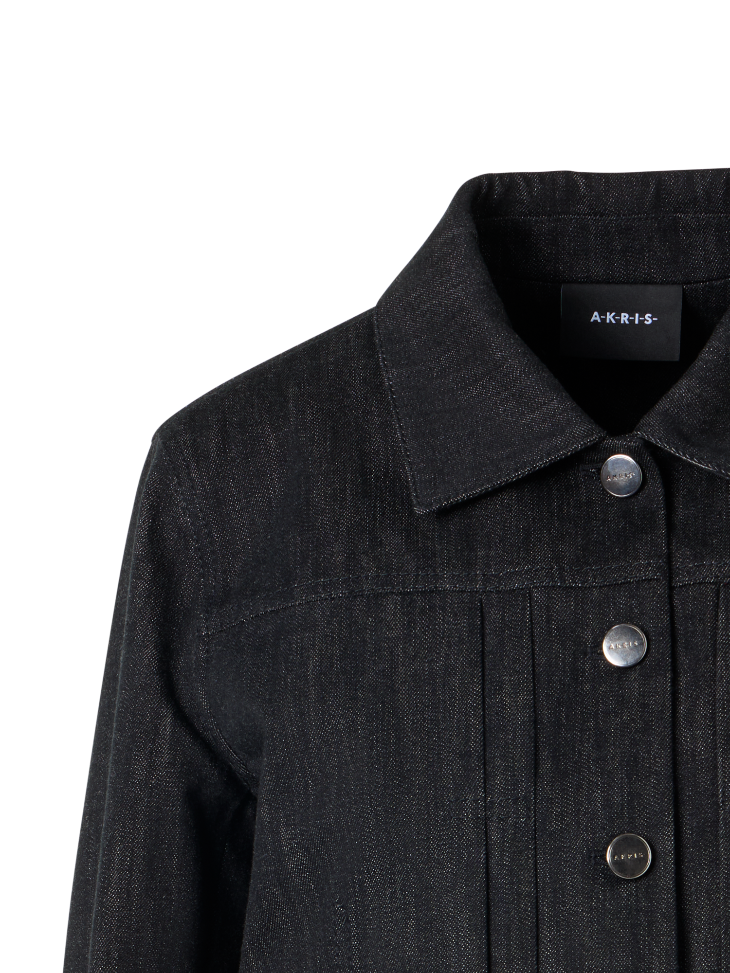 Designer Hilbert kurze Denim-Jacke aus Baumwolle mit aufgesetzten Taschen - Schwarz