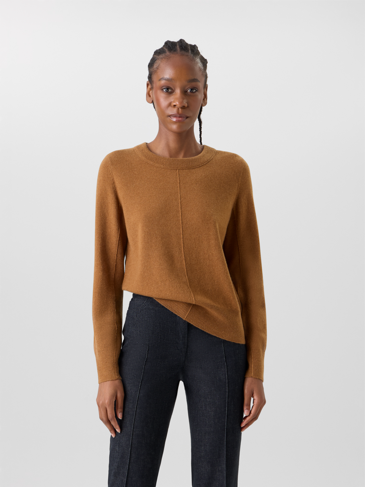 Designer Kaschmirpullover mit Mittelnaht - Braun 