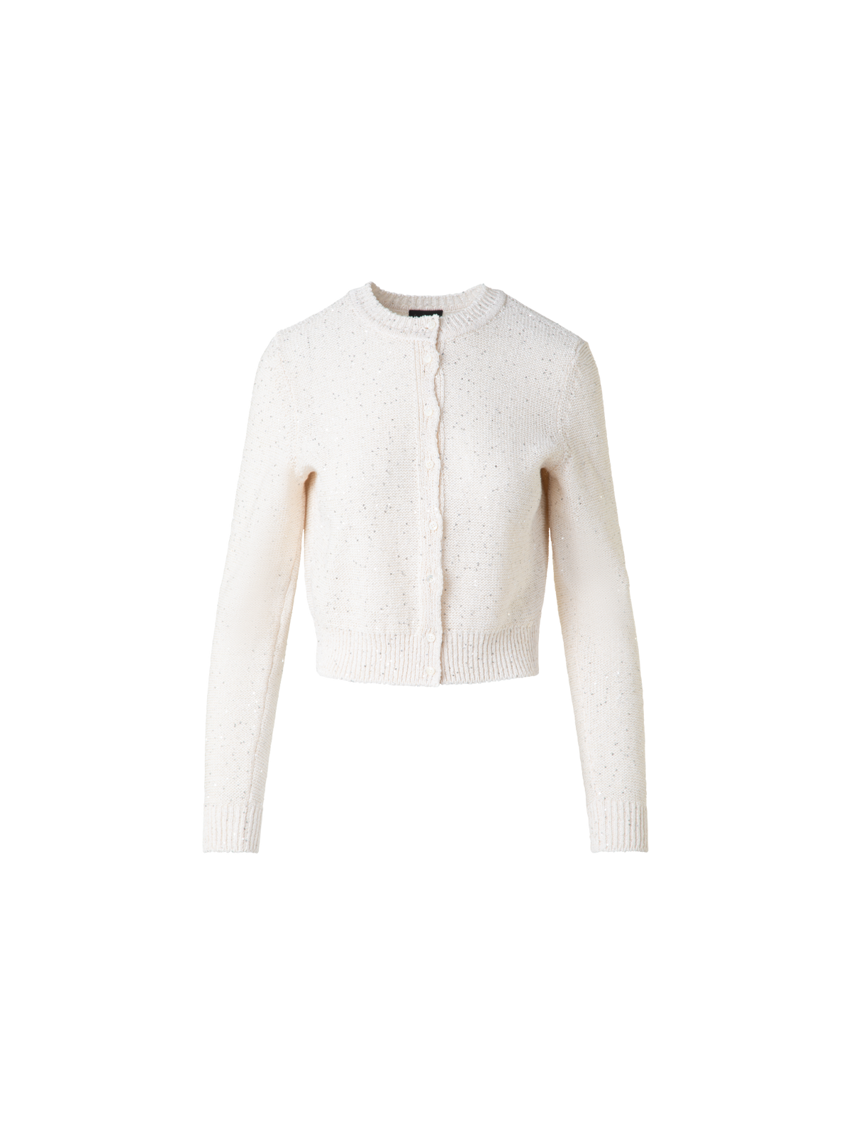 Designer Leinen-Baumwoll-Cardigan mit Micro-Pailletten - Beige