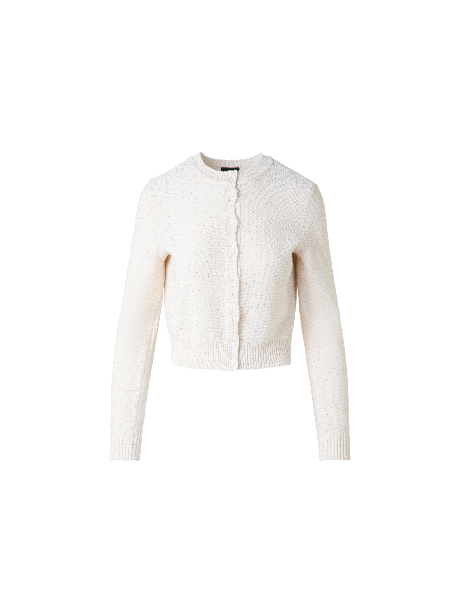 Designer Leinen-Baumwoll-Cardigan mit Micro-Pailletten - Beige