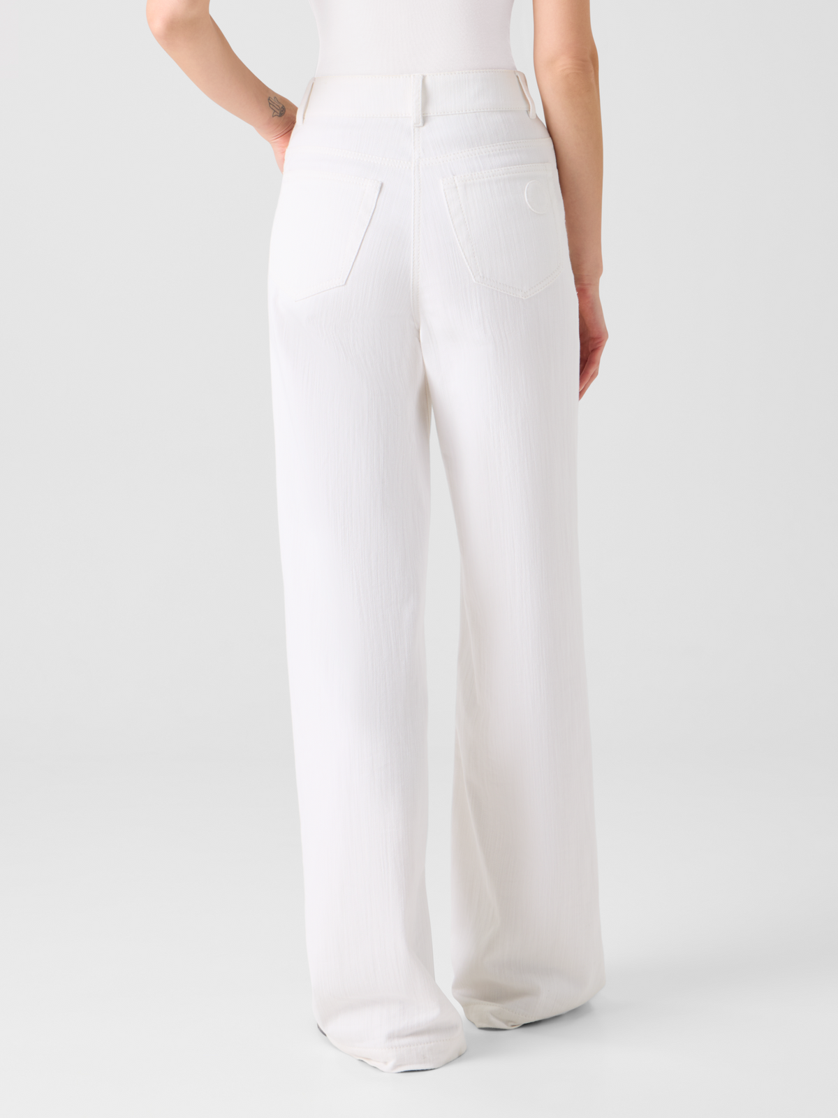 Designer Cooper Wide Leg Hose aus Stretch-Baumwolldenim - Weiss #editorial