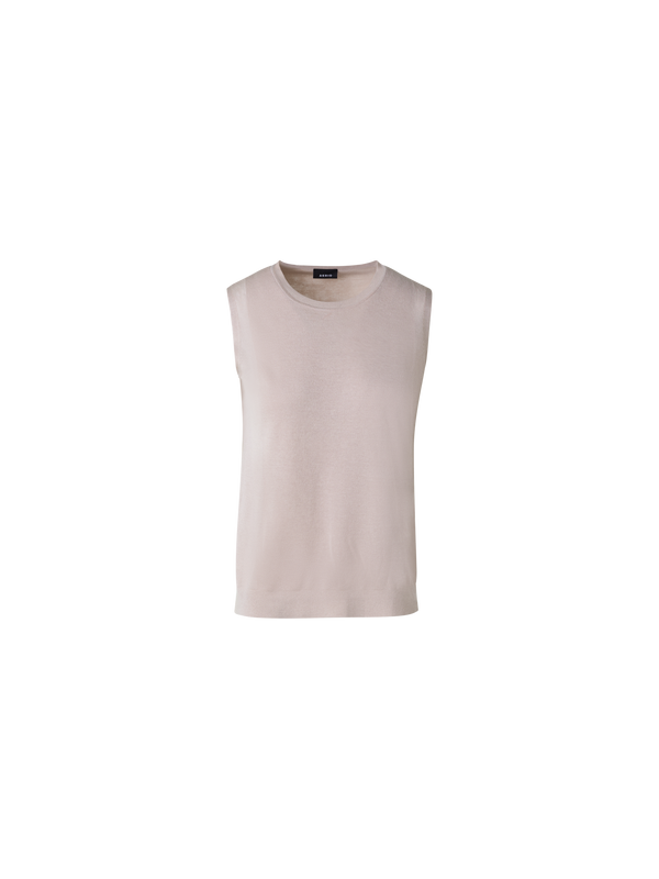 Designer Stricktop mit halbtransparenten Seiten - Grau - Beige