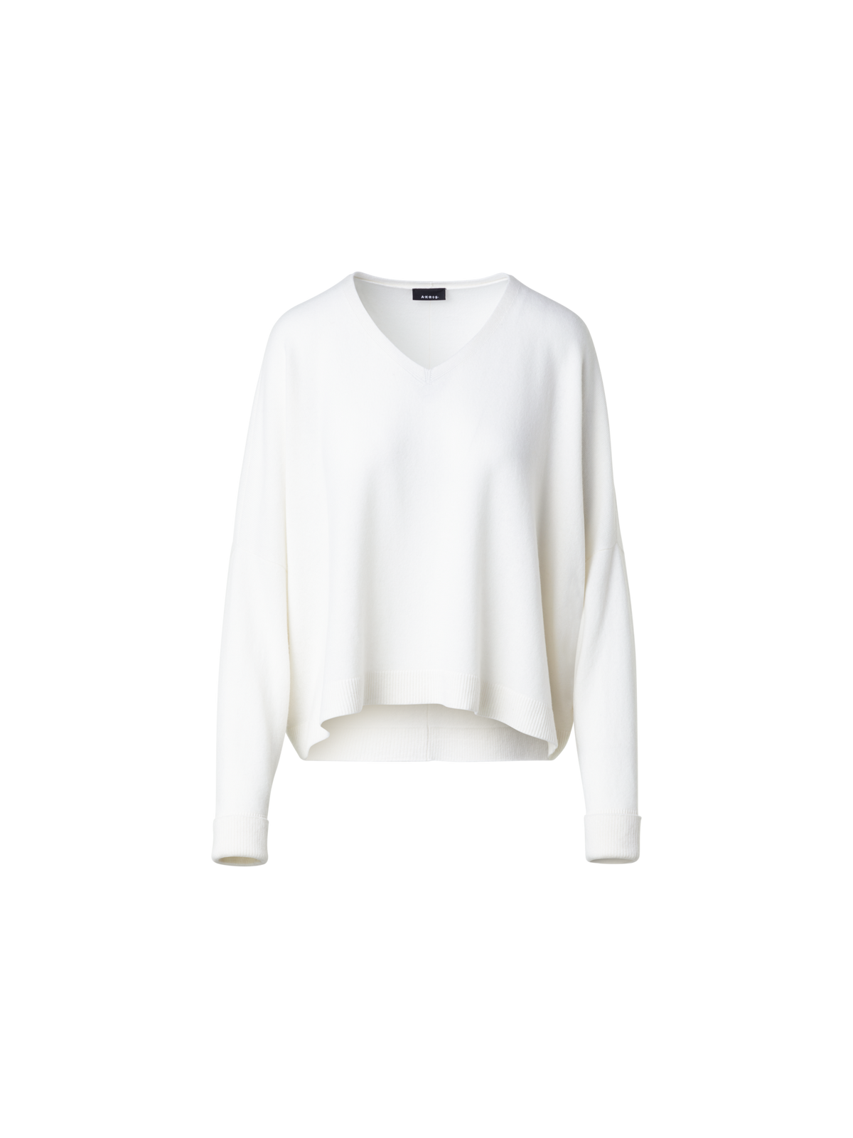 Designer Oversize Kaschmirpullover mit V-Ausschnitt - Ecru - Weiss