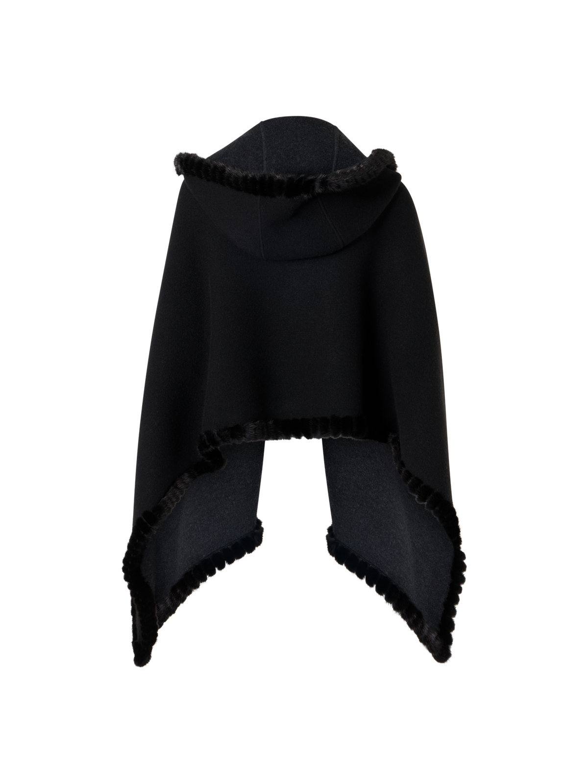 Designer Wendbares Kaschmir-Cape mit Kapuze und Nerzbesatz - Grau - Schwarz