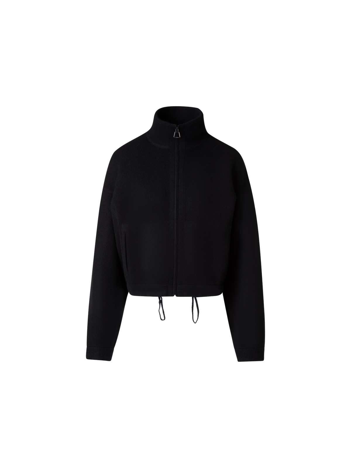 Designer Kurze Kaschmir-Piqué-Strickjacke - Schwarz