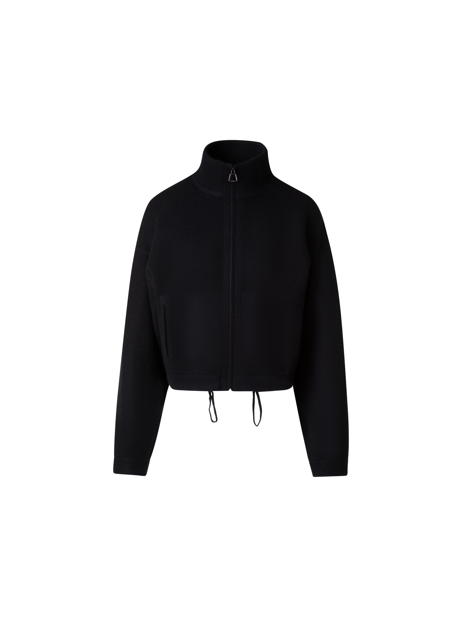 Designer Kurze Kaschmir-Piqué-Strickjacke - Schwarz