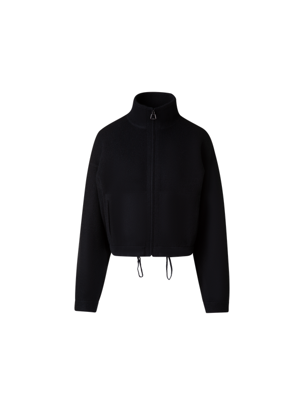 Designer Kurze Kaschmir-Piqué-Strickjacke - Schwarz