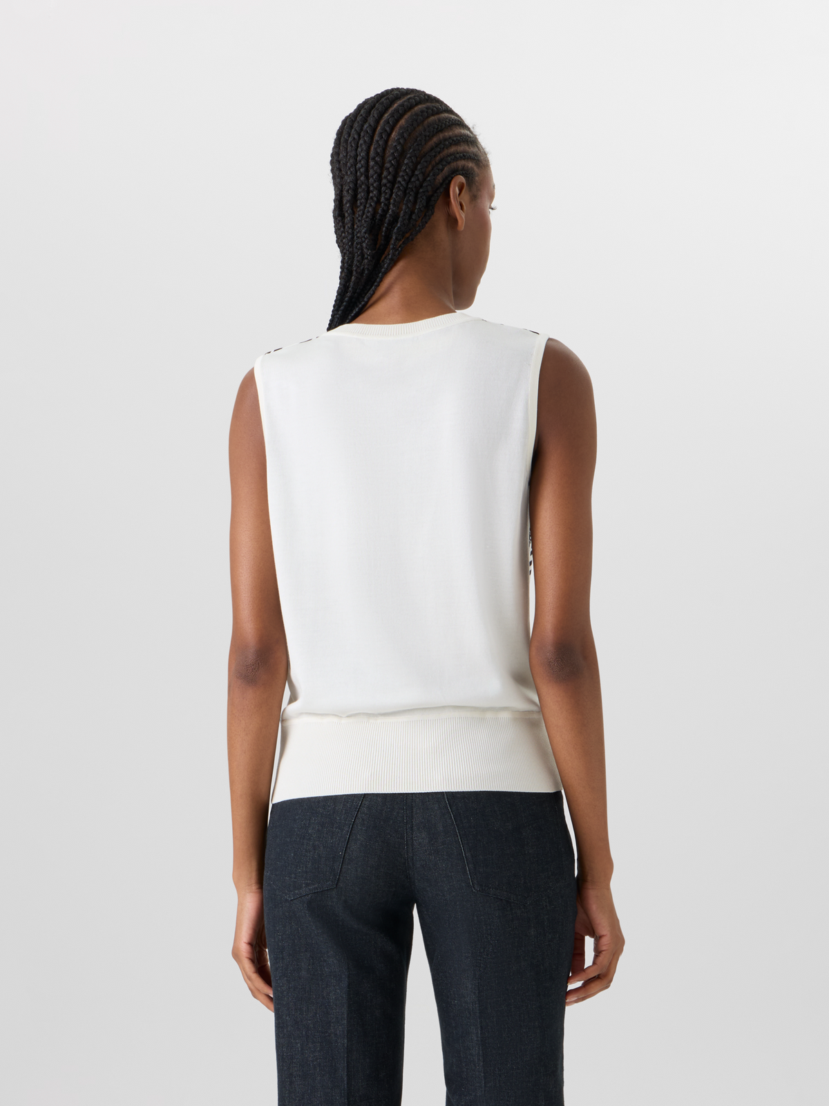 Designer Ärmelloses Stricktop mit Dance Movement Print Vorderseite - Ecru #editorial