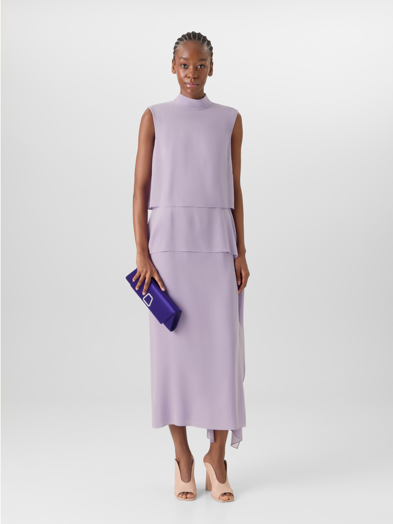 Designer Ärmelloses Kleid aus Seidengeorgette 
