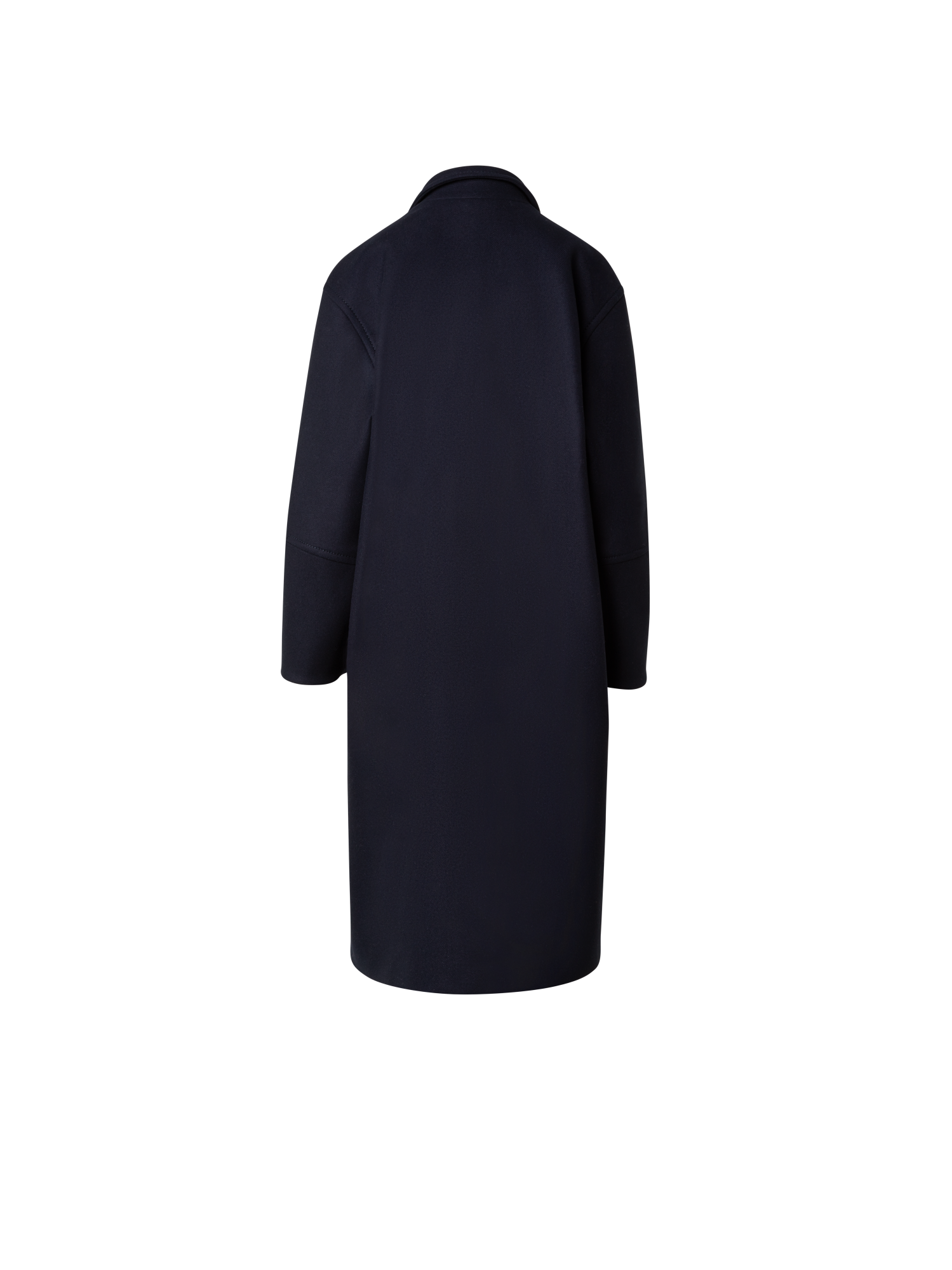 Designer Zweireihiger Langer Wollmantel - Dunkelblau - Blau