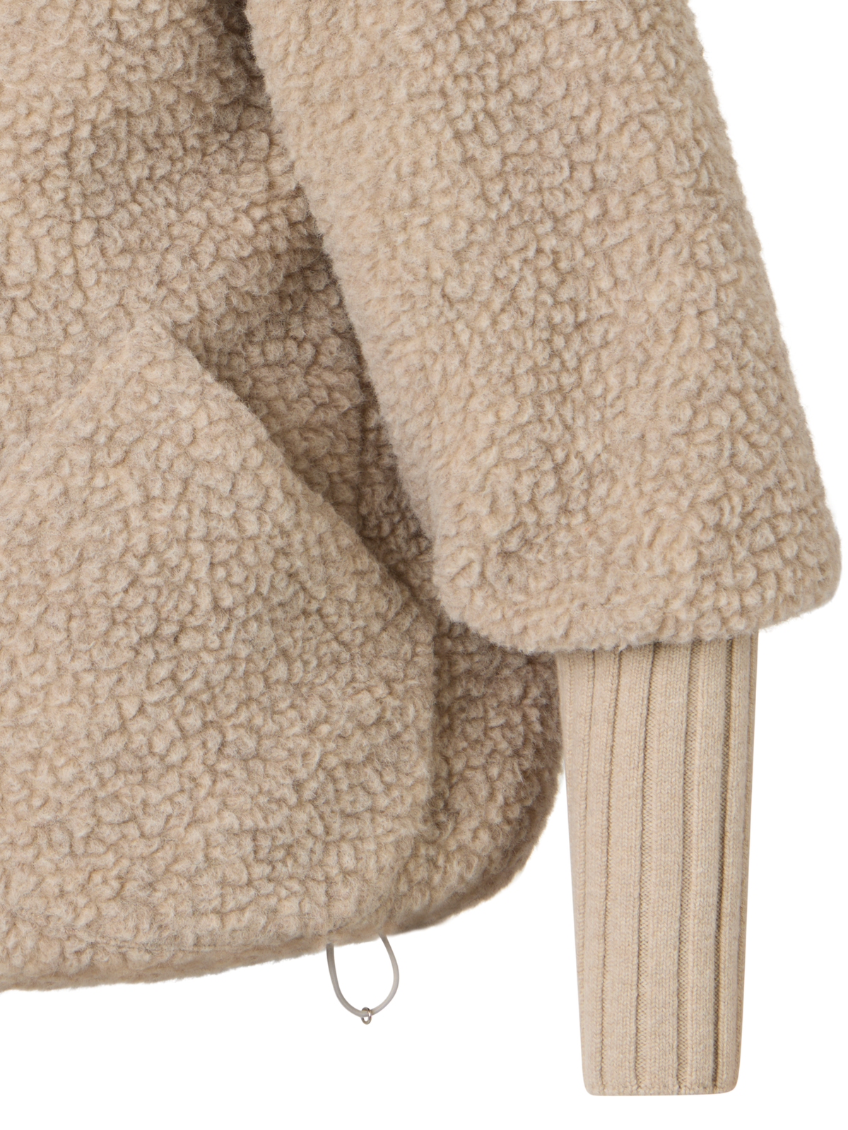 Designer Gesteppte Fleece-Bouclé-Jacke mit hohen Bündchen - Beige