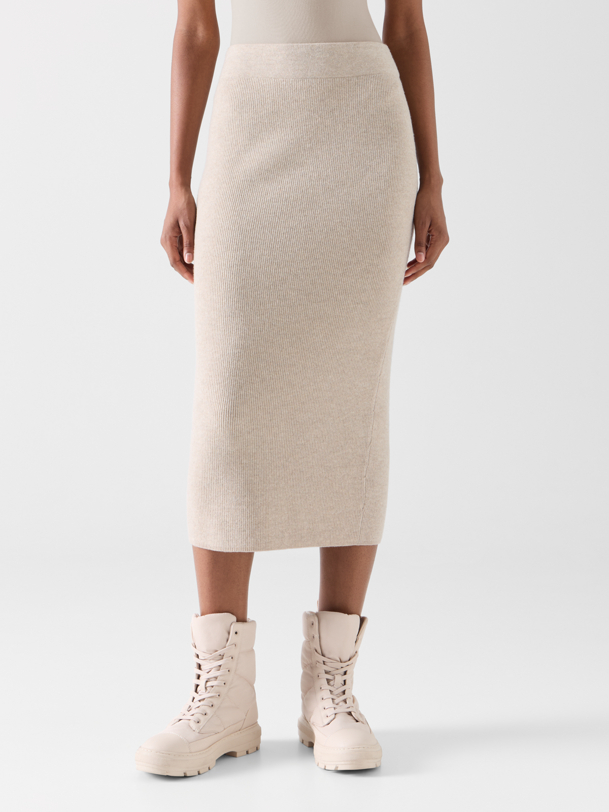 Designer Strickrock aus Wolle-Kaschmir - Beige 