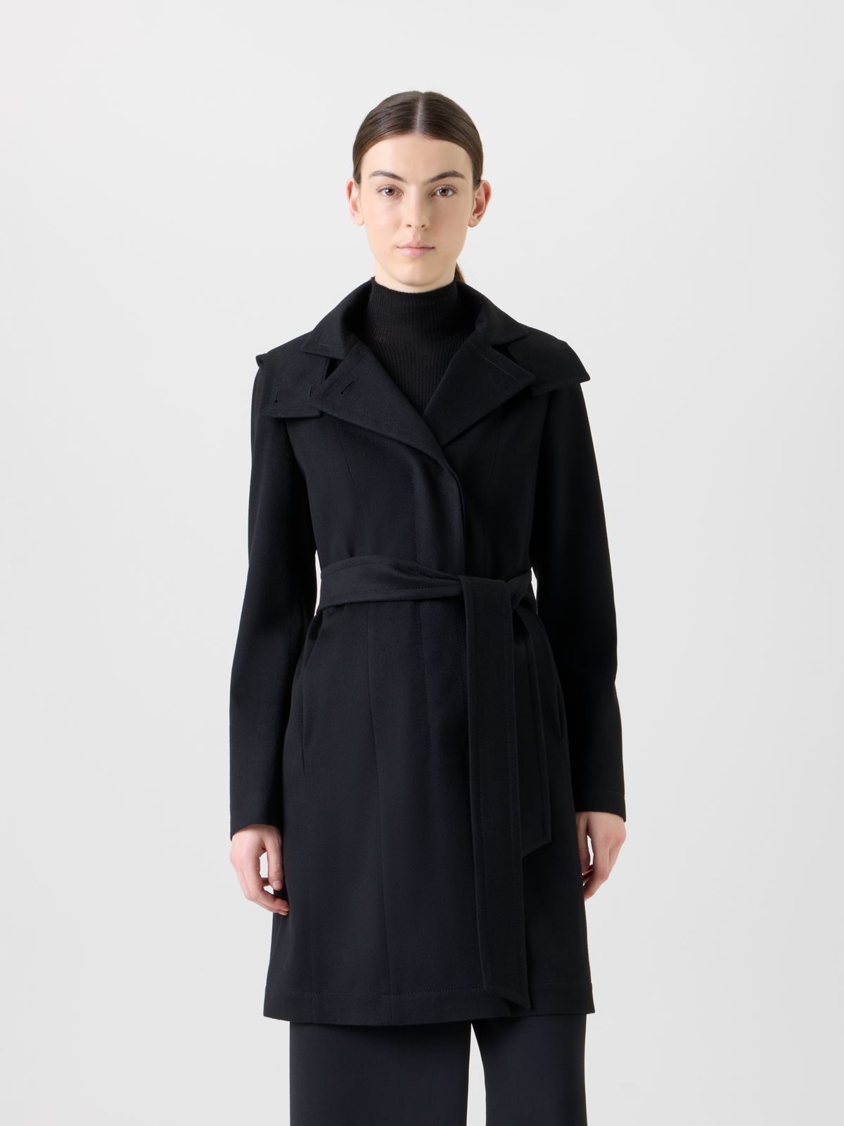 Designer Kurzer Kaschmir Storm-System® Trenchcoat - Schwarz #editorial