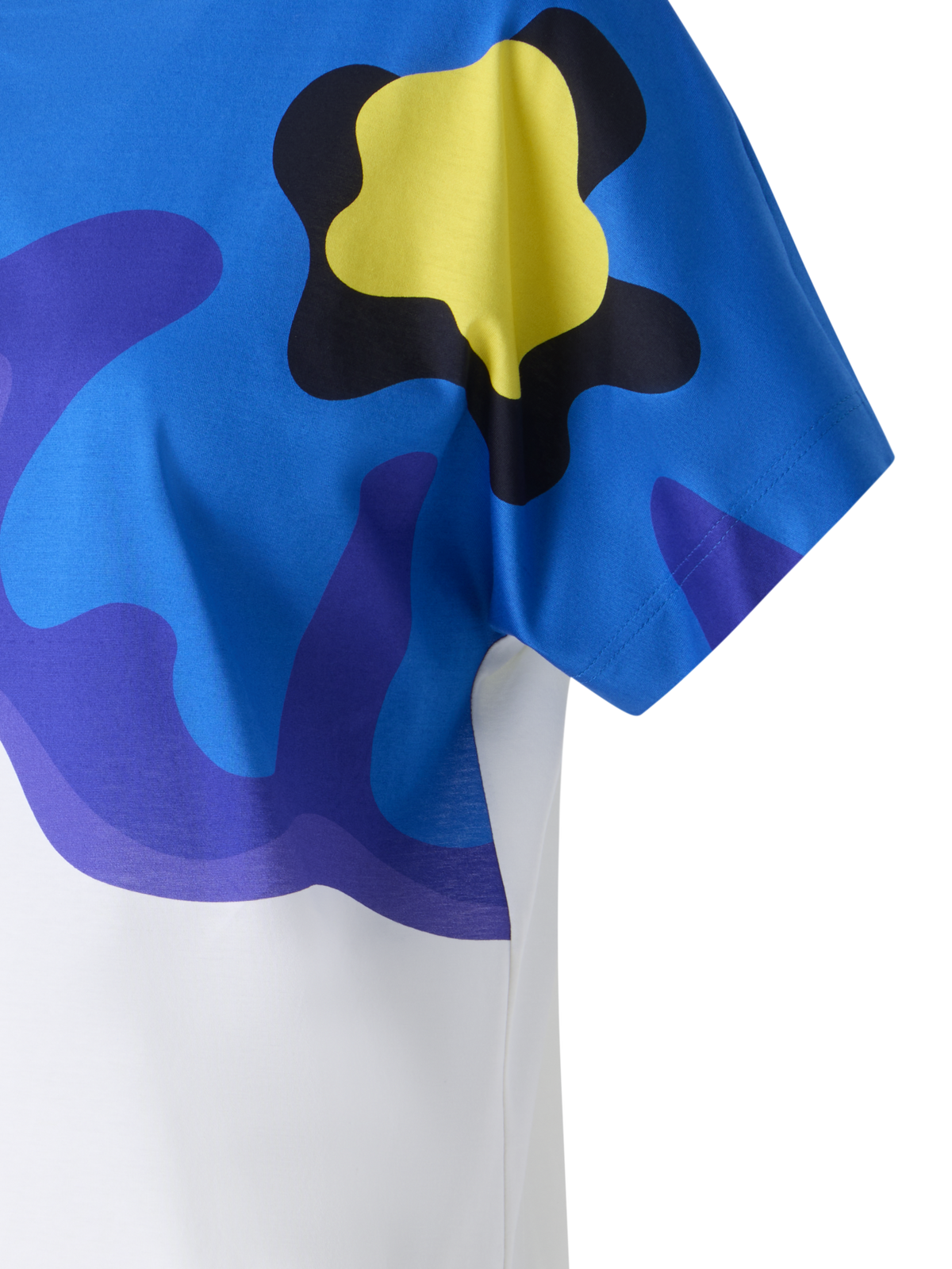 Designer Baumwoll-T-Shirt mit Pop-Dot-Blume - Bunt - Weiss